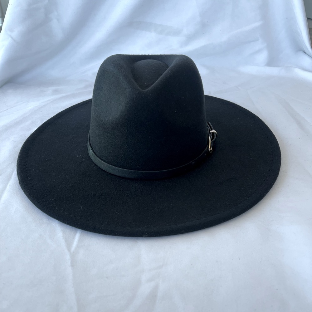 Orchid Love Unisex Black Felt Fedora Teardrop Hat